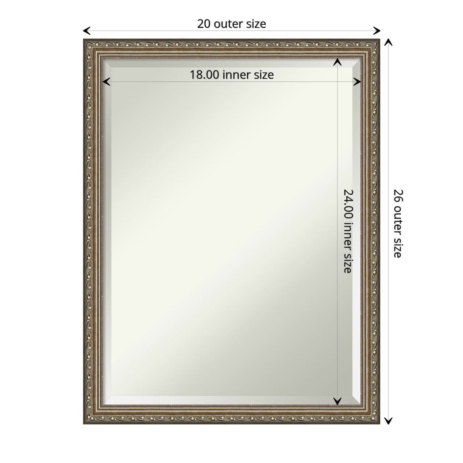 Parisian Silver Rectangular Wood Bathroom Vanity Mirror