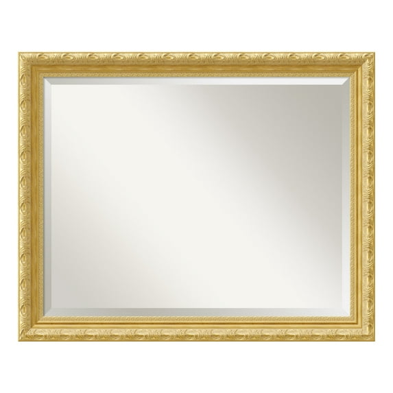 Amanti Art Beveled Wood Bathroom Wall Mirror - Versailles Gold Frame 32 x 26-inch