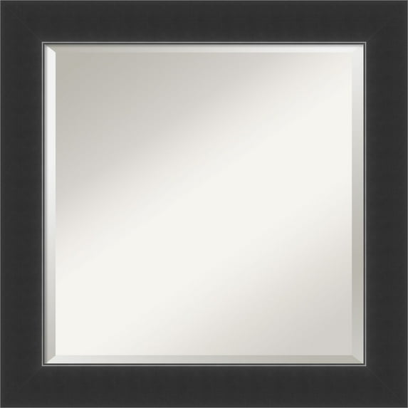 Amanti Art Beveled Wood Wall Mirror - Corvino Black Frame - Outer Size: 25 x 25 in