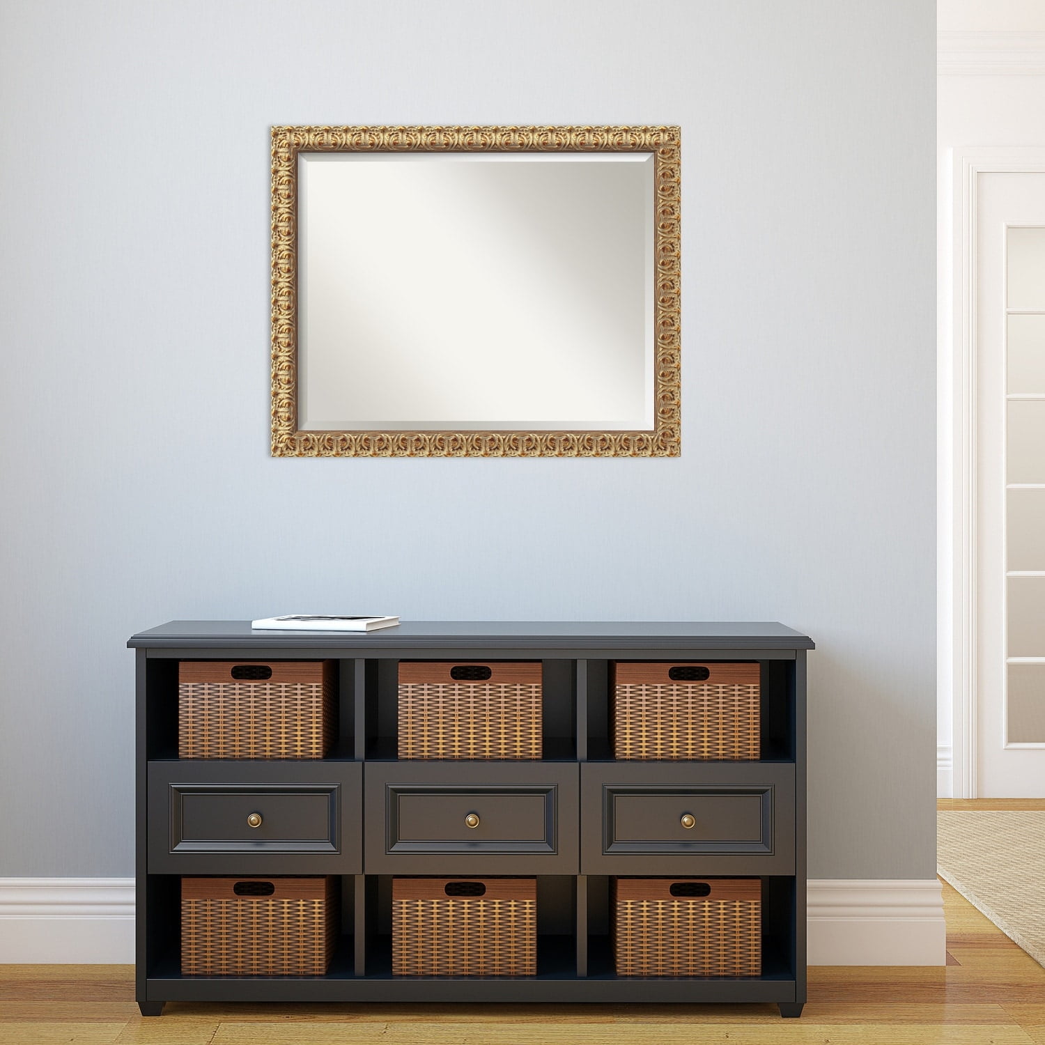 Florentine Gold Ornate Beveled Wood Framed Wall Mirror