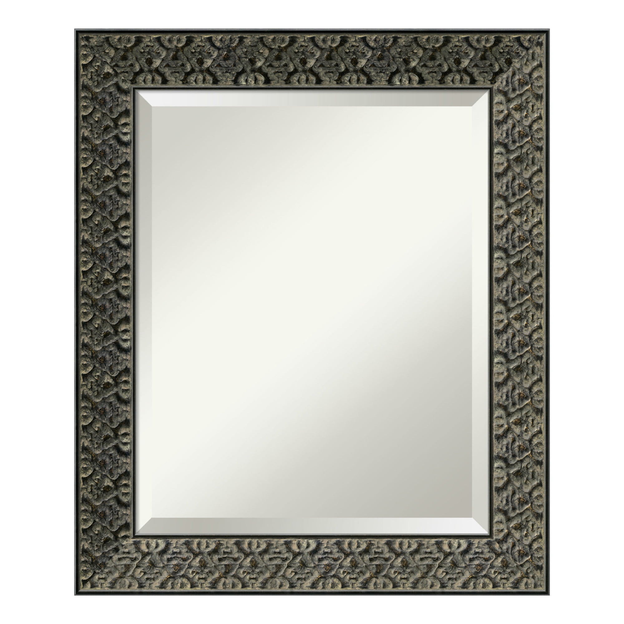 Antique Black and Gold Beveled Wood Wall Mirror