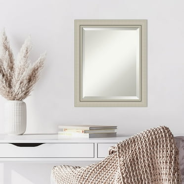 Amanti Art Beveled Wood Wall Mirror - Romano Silver Narrow Frame Romano Silver Narrow Outer Size: 20 x 24 in