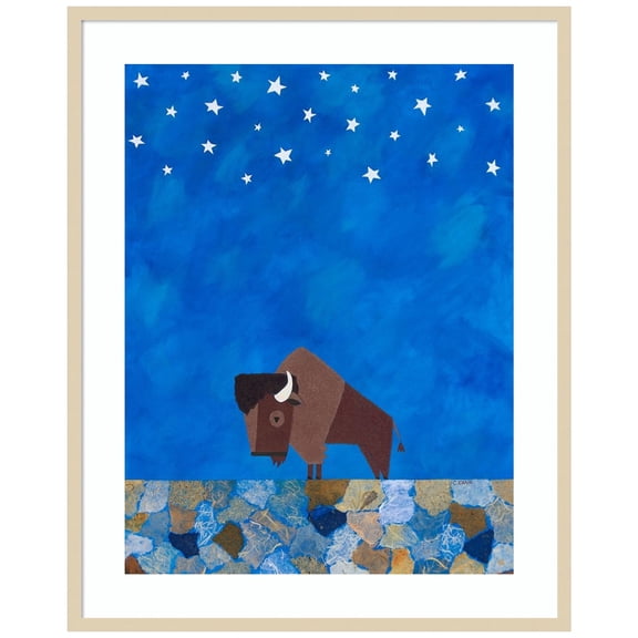 Amanti Art Bison Beneath the Stars II Wood Framed Wall Art Print