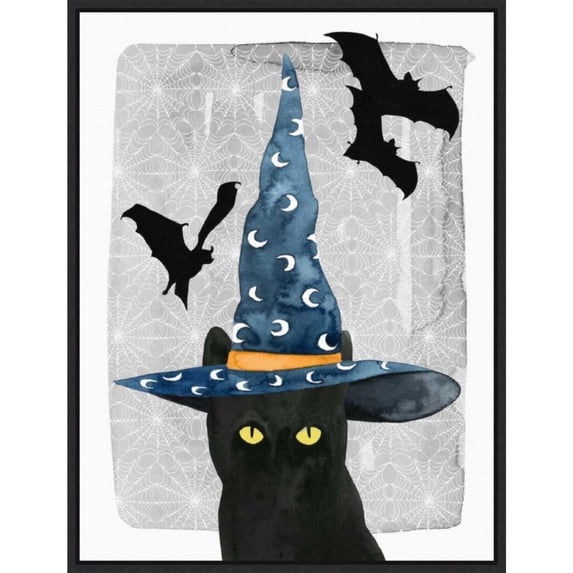 Amanti Art Black Cat II Framed Canvas Wall Art Print