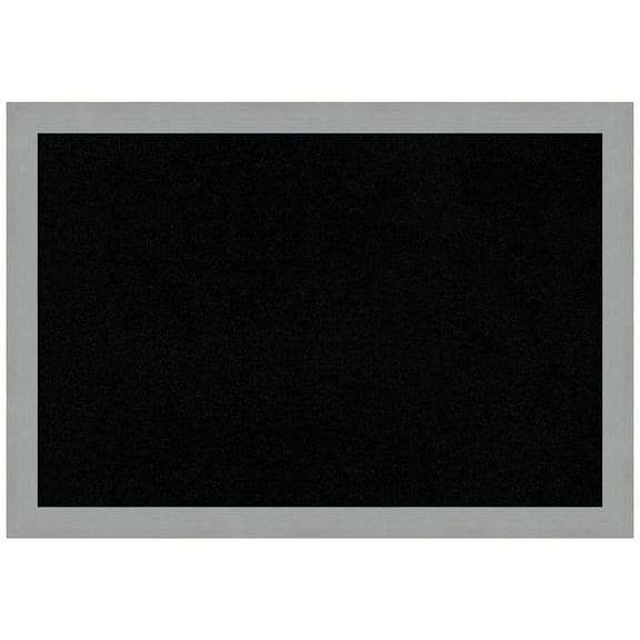 Amanti Art Black Cork Board Framed Brushed Nickel Bulletin Board 39 in. x 27 in.