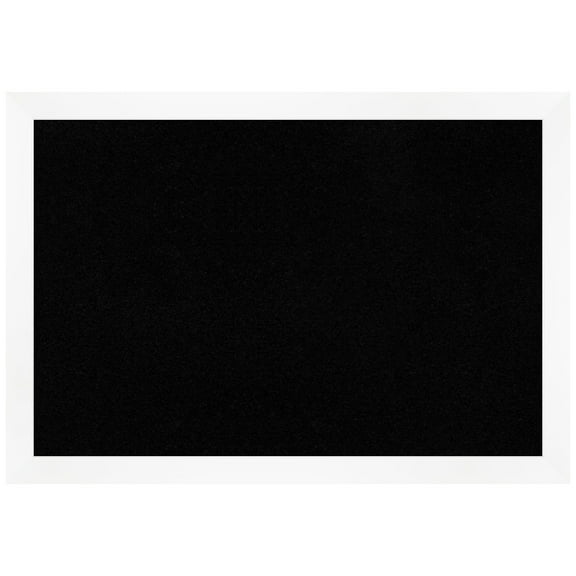 Amanti Art Black Cork Board Framed Cabinet White Narrow Bulletin Board 39 in. x 27 in.