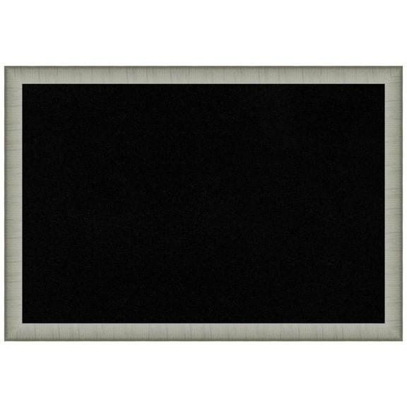 Amanti Art Black Cork Board Framed Elegant Brushed Pewter Narrow Bulletin Board 39 in. x 27 in.
