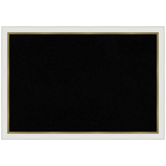 Amanti Art Black Cork Board Framed Eva White Gold Narrow Bulletin Board 39 in. x 27 in.