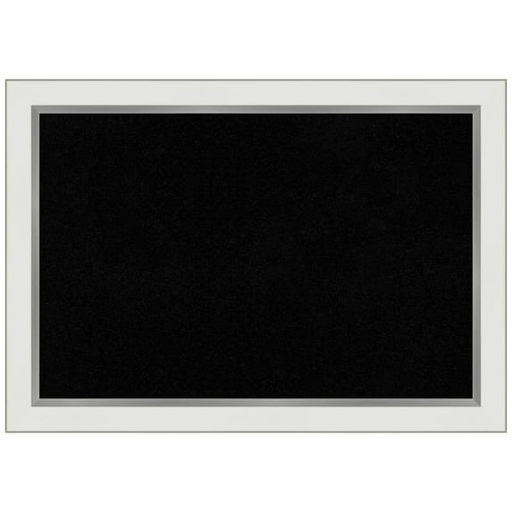 Amanti Art Black Cork Board Framed Eva White Silver Narrow Bulletin Board 27 in. x 19 in.