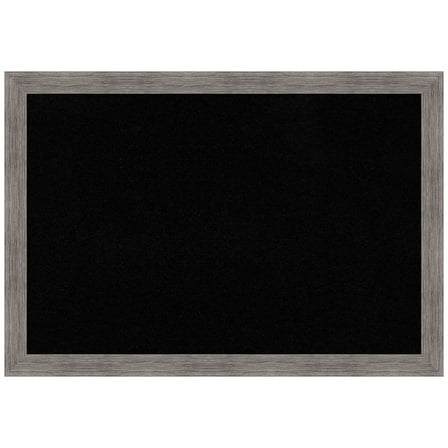 Amanti Art Black Cork Board Framed Pinstripe Plank Grey Narrow Bulletin Board 39 in. x 27 in.