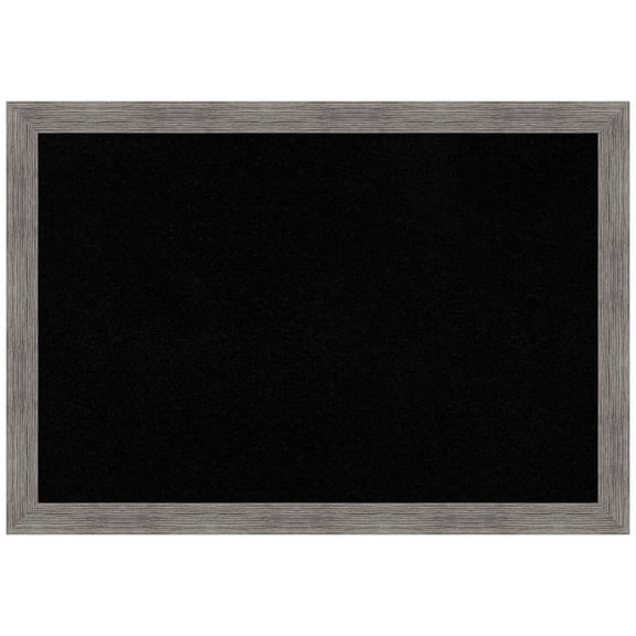 Amanti Art Black Cork Board Framed Pinstripe Plank Grey Narrow Bulletin Board 39 in. x 27 in.