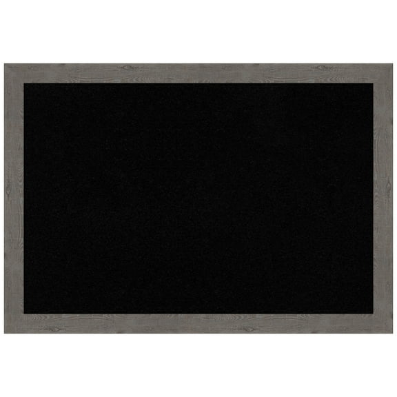 Amanti Art Black Cork Board Framed Rustic Plank Grey Narrow Bulletin Board 39 in. x 27 in.