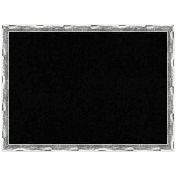 Amanti Art Black Cork Board Framed Scratched Wave Chrome Bulletin Board 30 in. x 22 in.