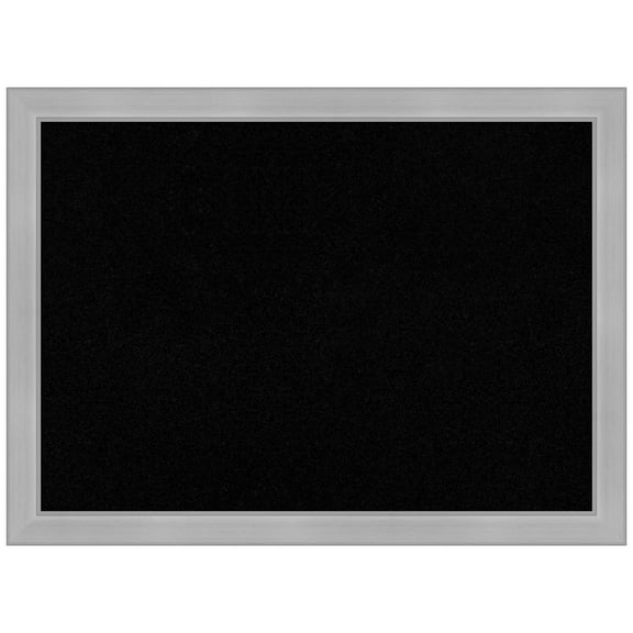 Amanti Art Black Cork Board Framed Vista Brushed Nickel Narrow Bulletin Board 31 in. x 23 in.
