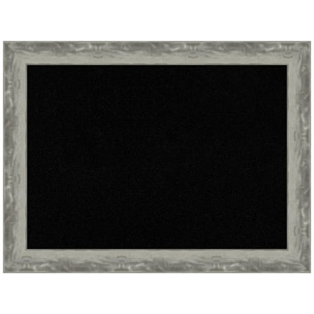 Amanti Art Black Cork Board Framed Waveline Silver Narrow Bulletin Board 33 in. x 25 in.