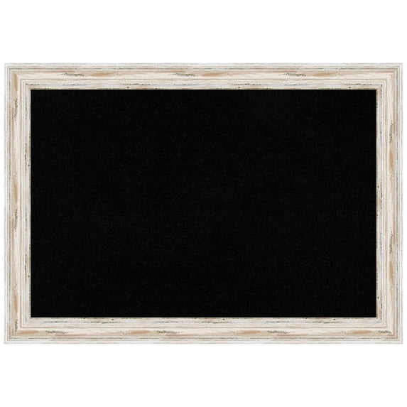 Amanti Art Black Cork Board Wood Framed Alexandria White Wash Narrow Bulletin Board 27 in. x 19 in.