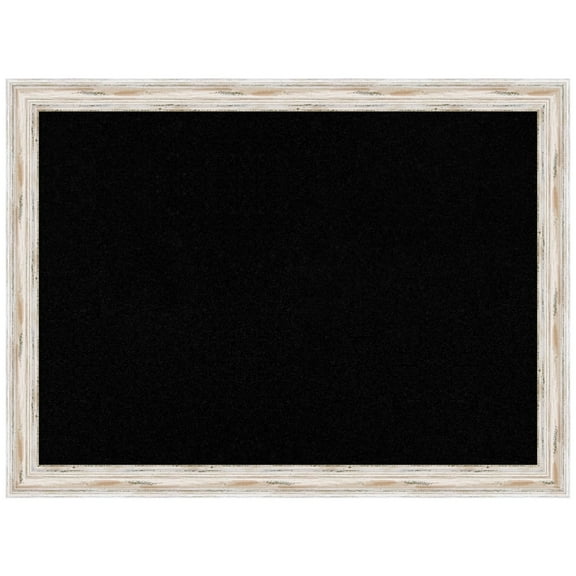 Amanti Art Black Cork Board Wood Framed Alexandria White Wash Narrow Bulletin Board 31 in. x 23 in.