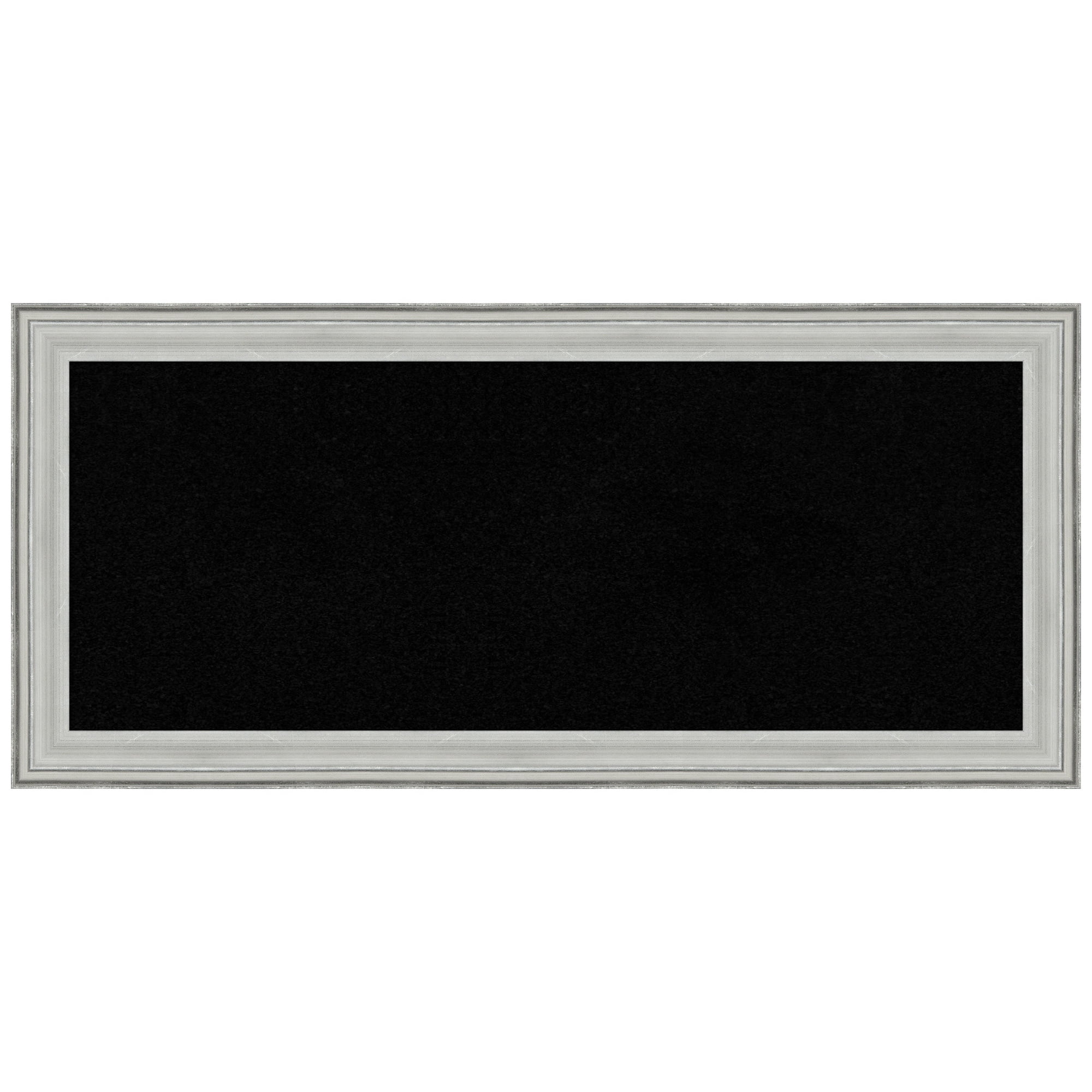 Black Cork Bulletin Board with Silver Wood Frame, 30x12