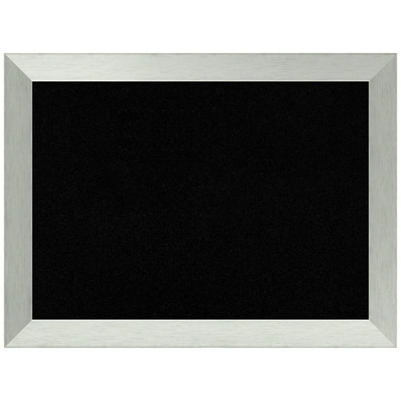 Amanti Art Black Cork Board Wood Framed Brushed Sterling Silver Bulletin Board 32 in. x 24 in.
