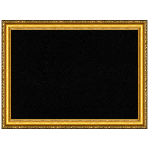 Amanti Art Black Cork Board Wood Framed Colonial Embossed Gold Bulletin Board 32 in. x 24 in.
