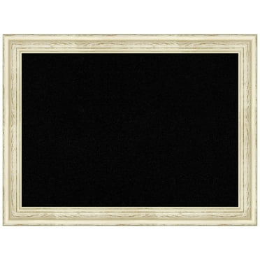 Amanti Art Black Cork Board Wood Framed Country White Wash Bulletin Board 32 in. x 24 in.