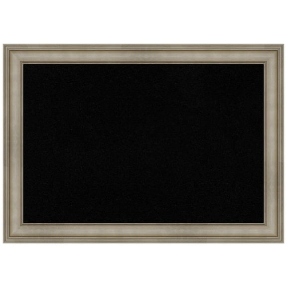 Amanti Art Black Cork Board Wood Framed Mezzanine Antique Silver Narrow Bulletin Board 41 in. x 29 in.