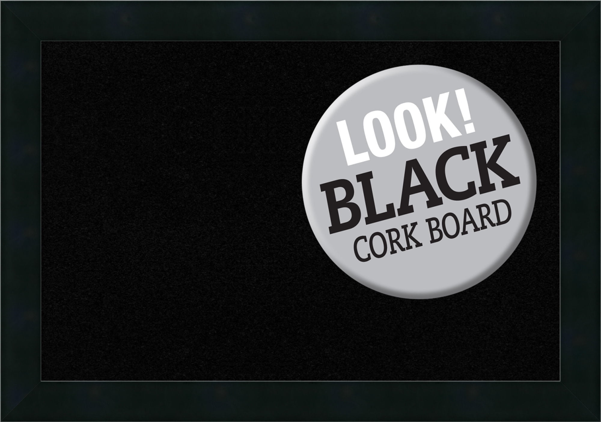 Amanti Art Black Cork Board Wood Framed Mezzanotte Black Bulletin Board 20 in. x 14 in.