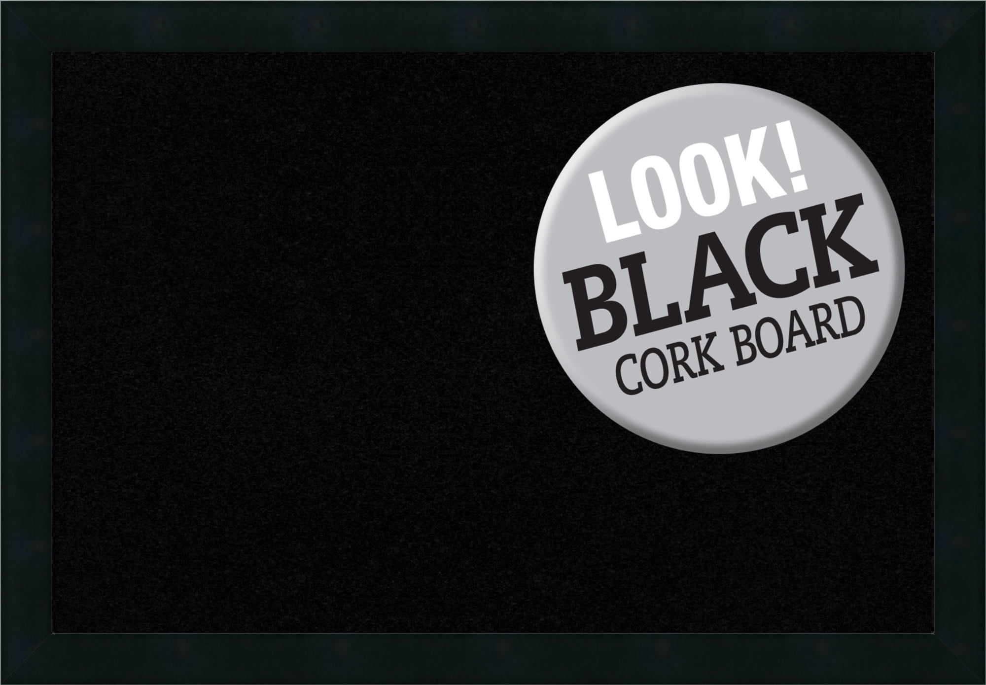Amanti Art Black Cork Board Wood Framed Mezzanotte Black Bulletin Board 26 in. x 18 in.