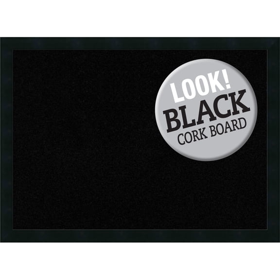Amanti Art Black Cork Board Wood Framed Mezzanotte Black Bulletin Board 30 in. x 22 in.