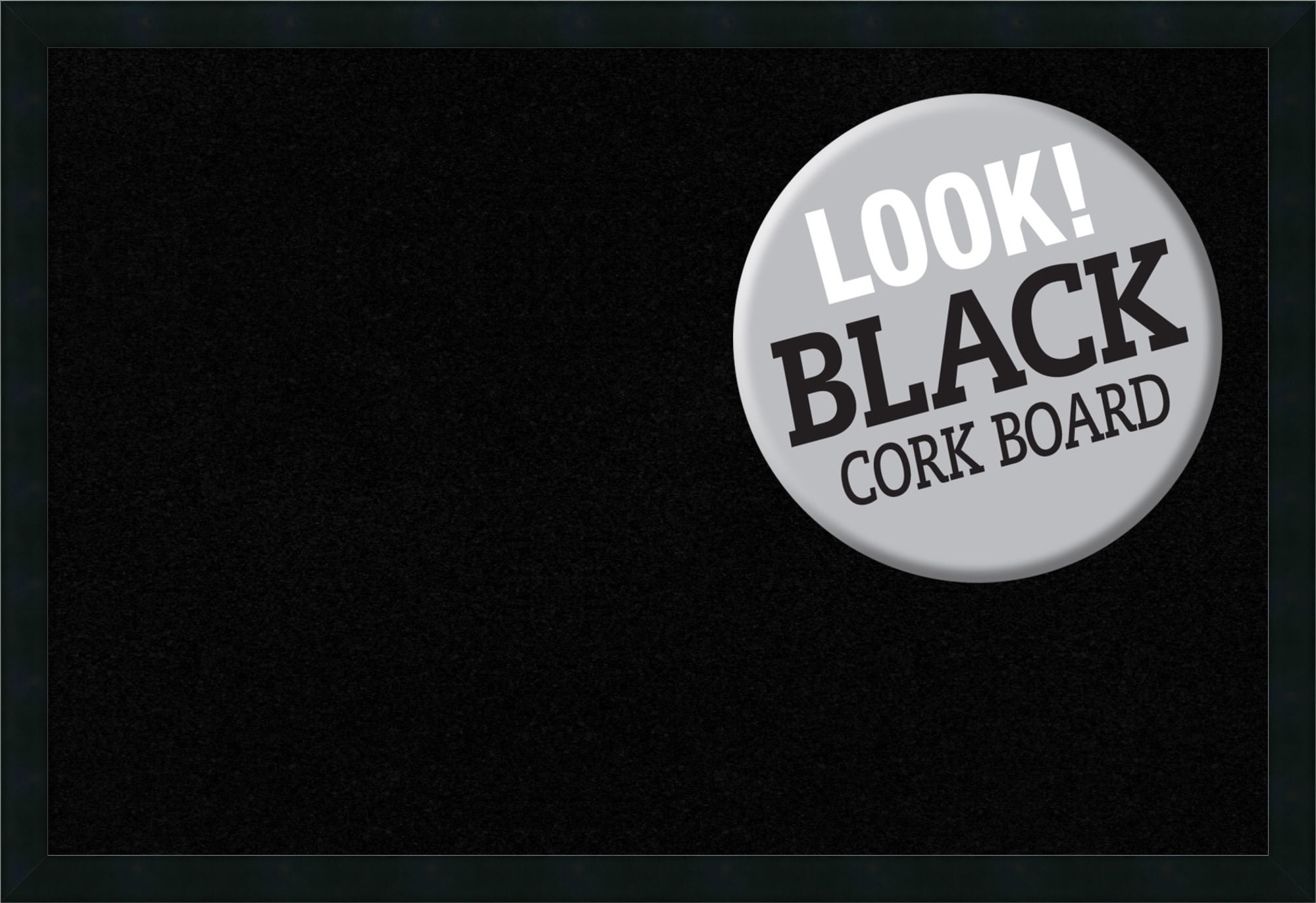 Amanti Art Black Cork Board Wood Framed Mezzanotte Black Bulletin Board 38 in. x 26 in.