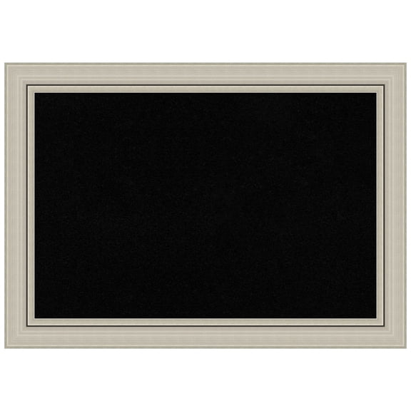 Amanti Art Black Cork Board Wood Framed Romano Silver Narrow Bulletin Board 28 in. x 20 in.