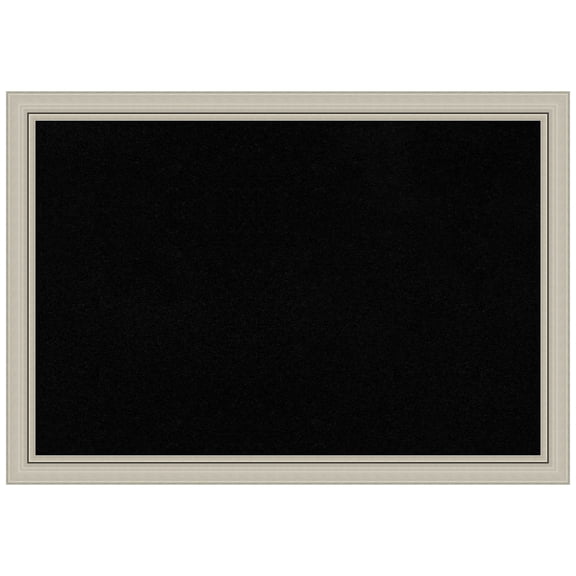Amanti Art Black Cork Board Wood Framed Romano Silver Narrow Bulletin Board 40 in. x 28 in.
