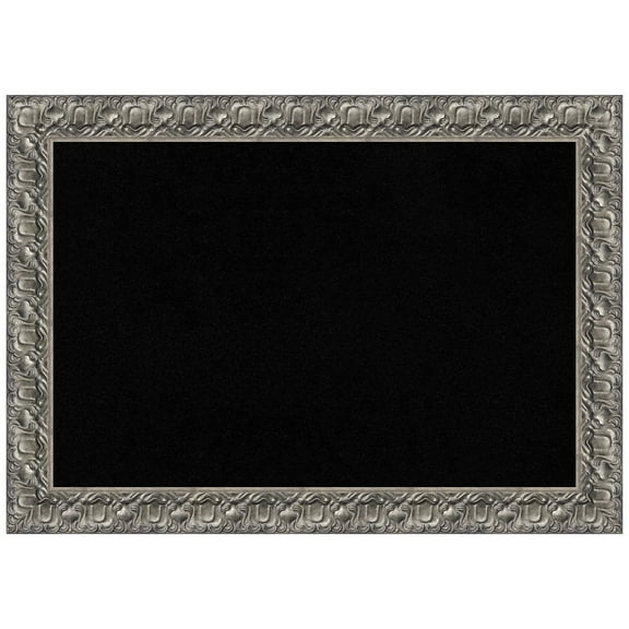 Amanti Art Black Cork Board Wood Framed Silver Luxor Bulletin Board 42 in. x 30 in.