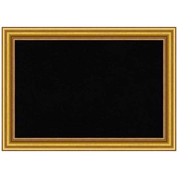 Amanti Art Black Cork Board Wood Framed Townhouse Gold Bulletin Board 28 in. x 20 in.