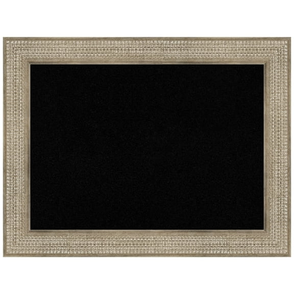 Amanti Art Black Cork Board Wood Framed Trellis Silver Bulletin Board 34 in. x 26 in.