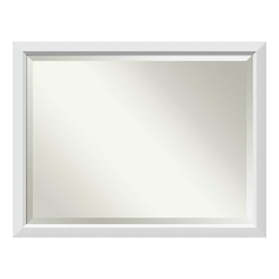 Amanti Art Blanco White Beveled Wood Wall Mirror 34.25 x 44.25 in.