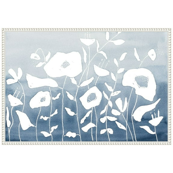 Amanti Art Blue And White Floral Garden Framed Canvas Wall Art Print