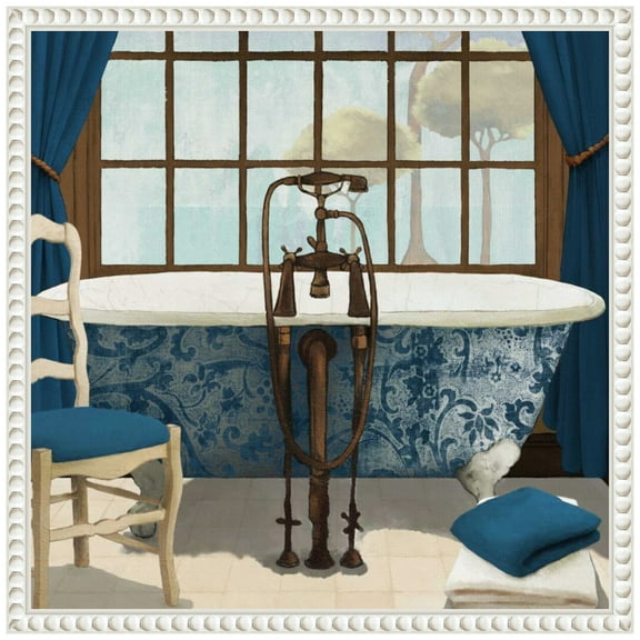 Amanti Art Blue Bath View I Framed Canvas Wall Art Print