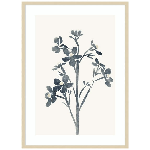 Amanti Art Blue Flowers 1 Wood Framed Wall Art Print