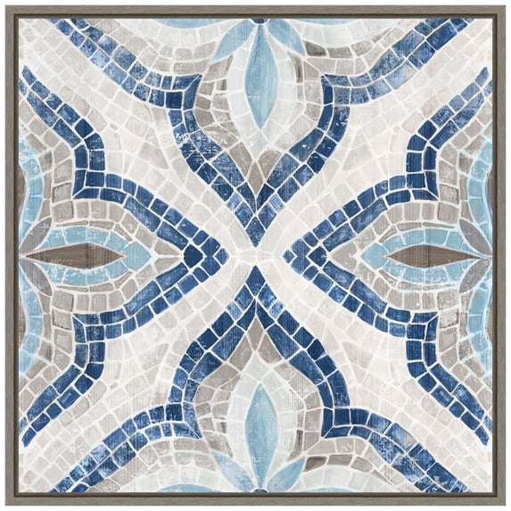 Amanti Art Blue Moroccan Tile Framed Canvas Wall Art Print