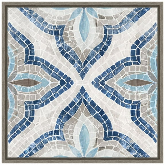 Amanti Art Blue Moroccan Tile Framed Canvas Wall Art Print