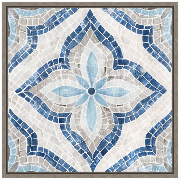 Amanti Art Blue Single Moroccan Tile Framed Canvas Wall Art Print