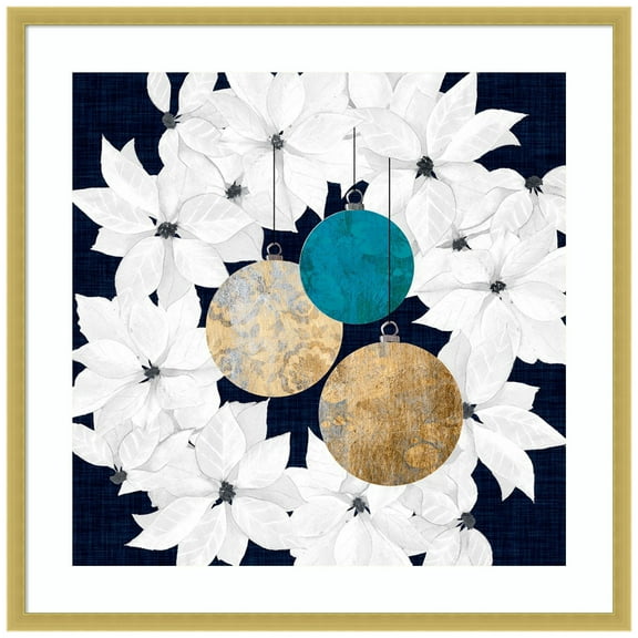 Amanti Art Blue Sophisticated Christmas III Wood Framed Wall Art Print