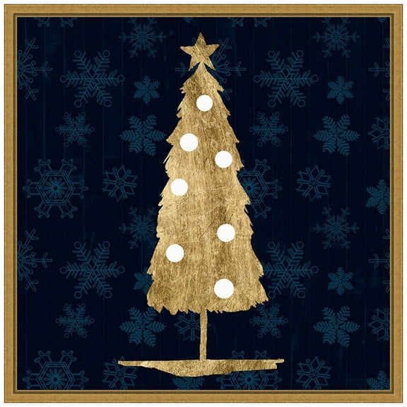 Amanti Art Blue and Tan Sophisticated Christmas II Framed Canvas Wall Art Print