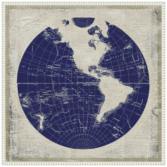 Amanti Art Blueprint Map I Framed Canvas Wall Art Print