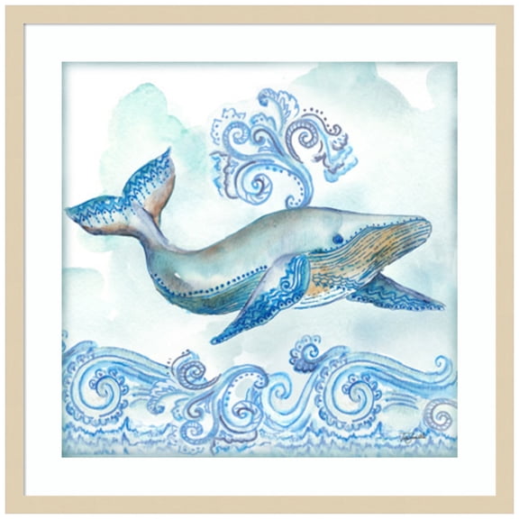 Amanti Art Boho Shells II Whale Wood Framed Wall Art Print