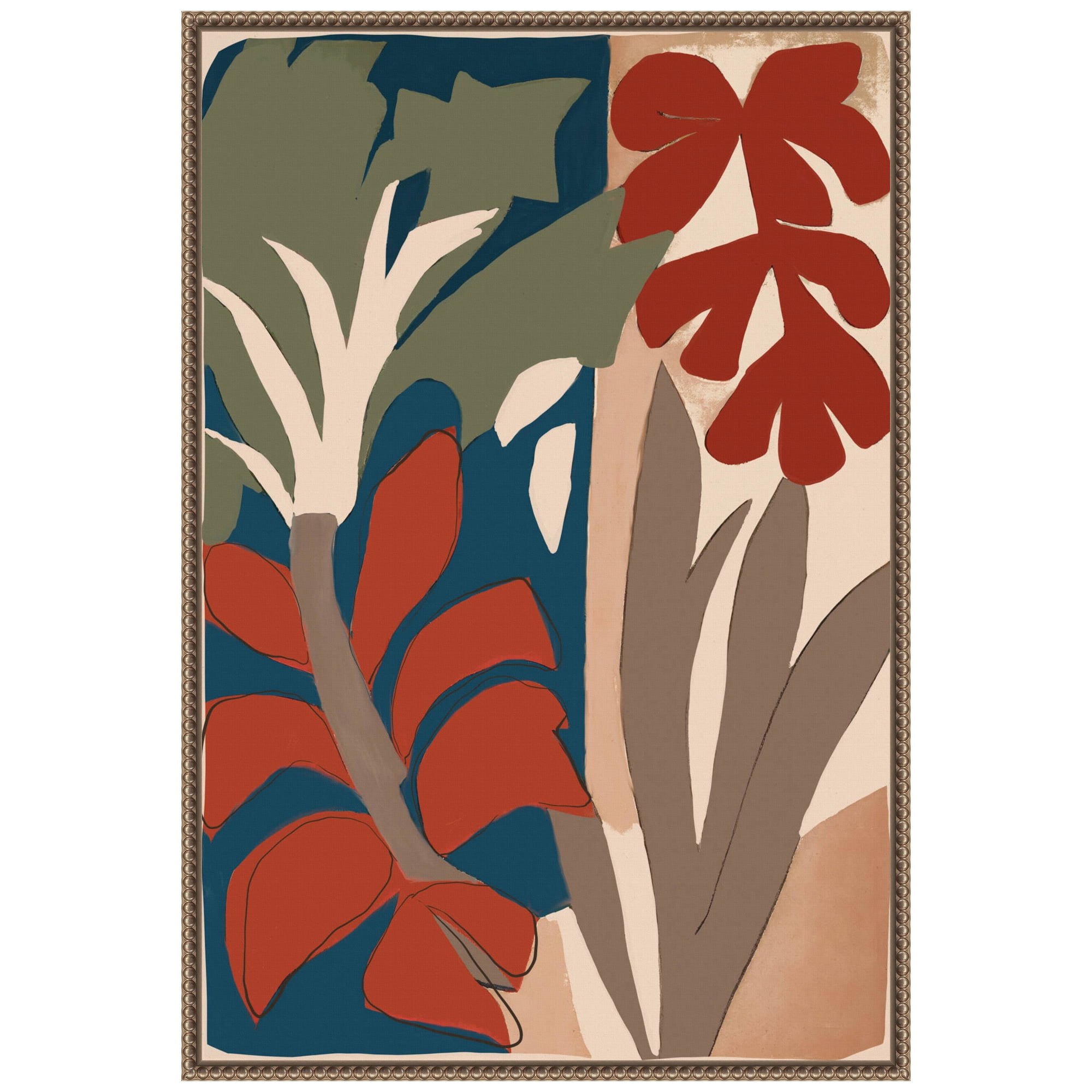 Botanical Abstract 23" x 33" Beaded Framed Canvas Wall Art
