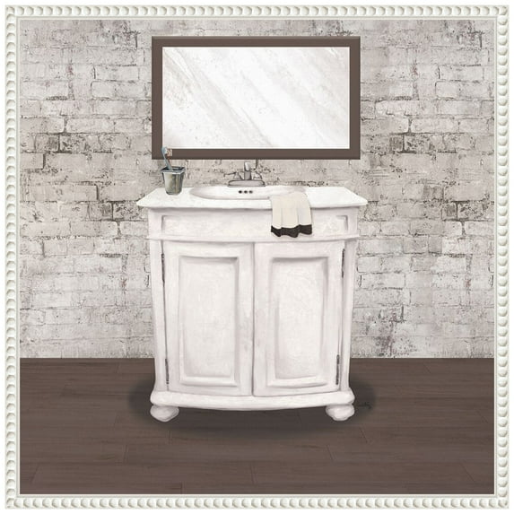 Amanti Art Brick Bath II Framed Canvas Wall Art Print