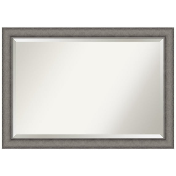 Amanti Art Burnished Concrete Beveled Wood Wall Mirror 28.5 x 40.5 in.