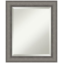 Amanti Art Burnished Concrete Beveled Wood Bathroom Wall Mirror